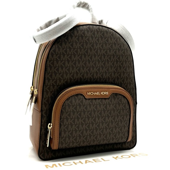 Michael Kors Jaycee Medium Zip Packet Backpack Brown Signature main image 6